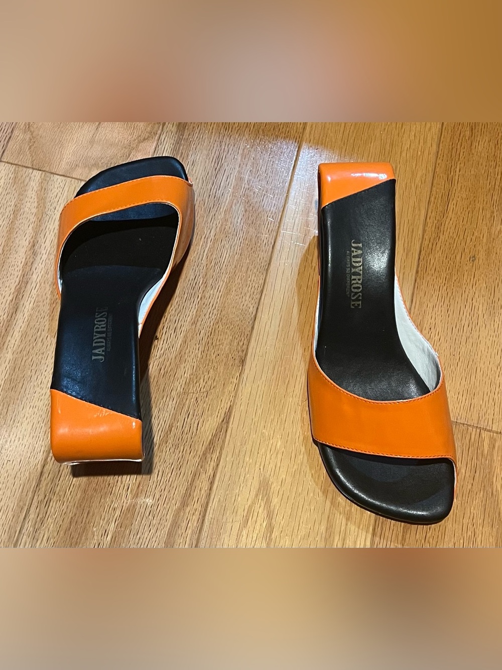 Orange Patent Slide Mules for Women - Picture 5 of 6